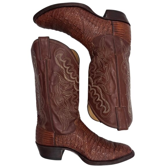 Vintage Justin Boots Rare Exotic Hornback Alligator 10D Cowboy Western Boots CBC - Picture 7 of 14